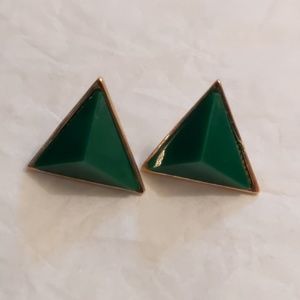 Green triangle earrings